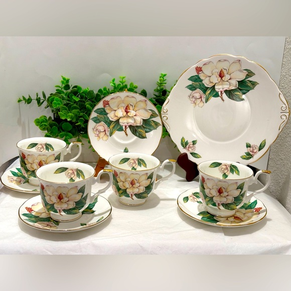 Allyn Nelson Tea Cup, Saucer & Plate Fine English Bone China Floral Yellow/White - Picture 13 of 14